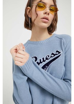 Guess Originals sweter bawełniany kolor niebieski lekki ze sklepu ANSWEAR.com w kategorii Swetry damskie - zdjęcie 156240332