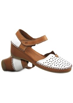 Sandały damskie na koturnie - Manitu 910156, białe ze sklepu ulubioneobuwie w kategorii Sandały damskie - zdjęcie 156258081