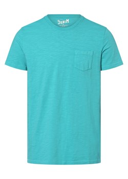 DENIM by Nils Sundström T-shirt męski Mężczyźni Bawełna cyjan wypukły wzór tkaniny ze sklepu vangraaf w kategorii T-shirty męskie - zdjęcie 156258501
