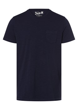 DENIM by Nils Sundström T-shirt męski Mężczyźni Bawełna granatowy wypukły wzór tkaniny ze sklepu vangraaf w kategorii T-shirty męskie - zdjęcie 156258503