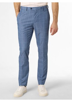 Finshley & Harding London Męskie spodnie od garnituru modułowego Mężczyźni Slim Fit Dżersej niebieski w kratkę ze sklepu vangraaf w kategorii Spodnie męskie - zdjęcie 156259121