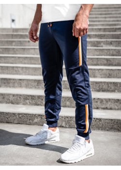 Granatowe spodnie męskie joggery dresowe Denley K10336A ze sklepu Denley w kategorii Spodnie męskie - zdjęcie 156261423