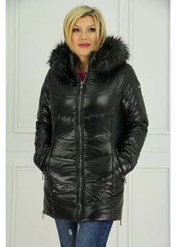 Zimowa kurtka damska z kapturem czarna - 44 ze sklepu femimoda.pl w kategorii Płaszcze damskie - zdjęcie 156688264