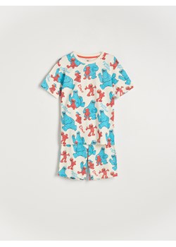 Reserved - Dwuczęściowa piżama Ulica Sezamkowa - kremowy ze sklepu Reserved w kategorii Piżamy dziecięce - zdjęcie 156716554