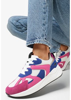 Biało-Fuksjowe Sneakersy z Kolorowymi Wstawkami Nestra ze sklepu born2be.pl w kategorii Buty sportowe damskie - zdjęcie 156770241