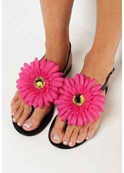 Czarne Sandały Japonki z Ozdobnym Kwiatem Navita ze sklepu born2be.pl w kategorii Sandały damskie - zdjęcie 156790811