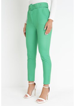 Zielone Spodnie Materiałowe z Paskiem Sophilea ze sklepu Born2be Odzież w kategorii Spodnie damskie - zdjęcie 156821634