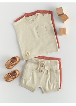 Reserved - Dzianinowy komplet z wiskozą - kremowy ze sklepu Reserved w kategorii Komplety niemowlęce - zdjęcie 156828774