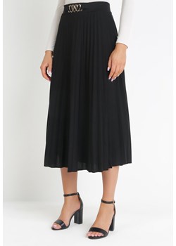 Czarna Spódnica z Gumką i Metalową Ozdobą w Pasie Azami ze sklepu Born2be Odzież w kategorii Spódnice - zdjęcie 156832382