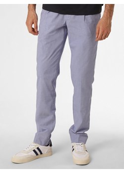 BOSS Spodnie z dodatkiem lnu Mężczyźni Bawełna niebieski wzorzysty ze sklepu vangraaf w kategorii Spodnie męskie - zdjęcie 156835200