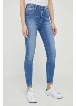 Calvin Klein Jeans jeansy damskie kolor niebieski ze sklepu ANSWEAR.com w kategorii Jeansy damskie - zdjęcie 156837323
