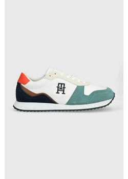 Tommy Hilfiger sneakersy skórzane RUNNER EVO LEATHER kolor niebieski FM0FM04479 ze sklepu ANSWEAR.com w kategorii Buty sportowe męskie - zdjęcie 156837542