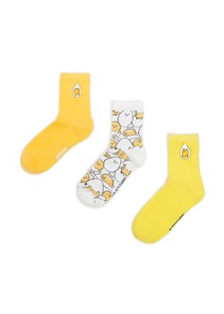 Cropp - 3 pack skarpet Gudetama - żółty ze sklepu Cropp w kategorii Skarpetki damskie - zdjęcie 156855391