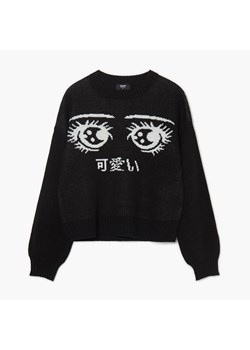 Cropp - Czarny sweter z motywem mangi - czarny ze sklepu Cropp w kategorii Swetry damskie - zdjęcie 156856053
