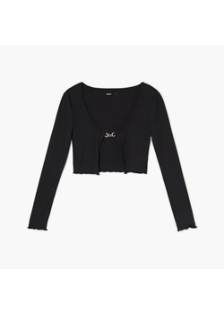 Cropp - Prążkowana czarna bluzka - Czarny ze sklepu Cropp w kategorii Bluzki damskie - zdjęcie 156856092