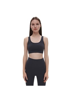 Cropp - Ciemnoszary crop top - szary ze sklepu Cropp w kategorii Bluzki damskie - zdjęcie 156856171