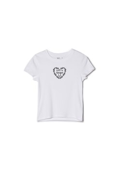 Cropp - Biała koszulka z nadrukiem - biały ze sklepu Cropp w kategorii Bluzki damskie - zdjęcie 156856173