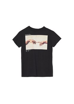 Cropp - Czarna koszulka z grafiką - czarny ze sklepu Cropp w kategorii Bluzki damskie - zdjęcie 156856200