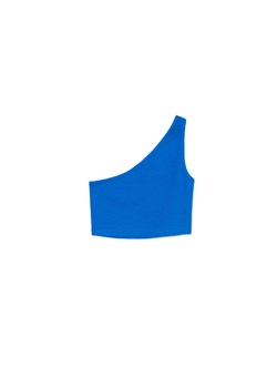 Cropp - Ciemnoniebieski top na jedno ramię - niebieski ze sklepu Cropp w kategorii Bluzki damskie - zdjęcie 156856231