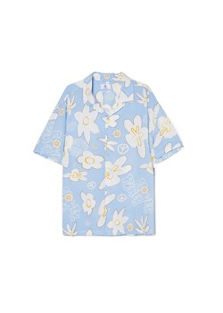 Cropp - Wzorzysta koszula z nadrukiem - niebieski ze sklepu Cropp w kategorii Koszule męskie - zdjęcie 156856500