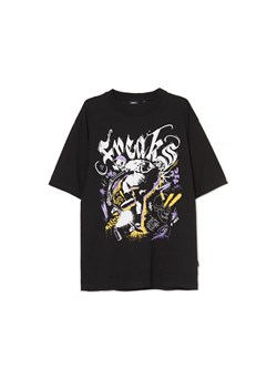 Cropp - Czarny t-shirt z nadrukiem graffiti - czarny ze sklepu Cropp w kategorii T-shirty męskie - zdjęcie 156856714