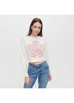 Wzorzysty sweter z abstrakcyjnym wzorem w stylu retro kremowy - Wielobarwny ze sklepu House w kategorii Swetry damskie - zdjęcie 156867691