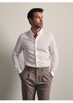 Reserved - Koszula regular fit z lnem - Biały ze sklepu Reserved w kategorii Koszule męskie - zdjęcie 156873843