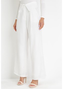 Białe Eleganckie Spodnie z Szerokimi Nogawkami i Wysokim Stanem Fidelia ze sklepu Born2be Odzież w kategorii Spodnie damskie - zdjęcie 156880384