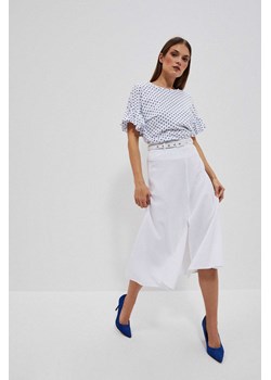 Spódnica z dodatkiem lnu biała ze sklepu Moodo.pl w kategorii Spódnice - zdjęcie 156884240