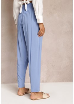 Niebieskie Wiskozowe Spodnie z Gumką w Talii i Zwężanymi Nogawkami Sumipaku ze sklepu Renee odzież w kategorii Spodnie damskie - zdjęcie 156884612