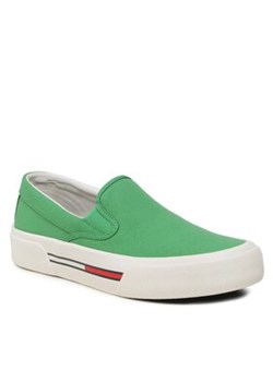 Tommy Jeans Tenisówki Slip On Canvas Color EM0EM01156 Zielony ze sklepu MODIVO w kategorii Trampki męskie - zdjęcie 156935100
