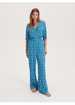 Reserved - Wzorzyste spodnie - niebieski ze sklepu Reserved w kategorii Spodnie damskie - zdjęcie 156962140