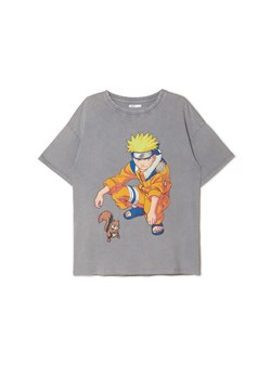 Cropp - Szary t-shirt oversize Naruto - jasny szary ze sklepu Cropp w kategorii Bluzki damskie - zdjęcie 157025642