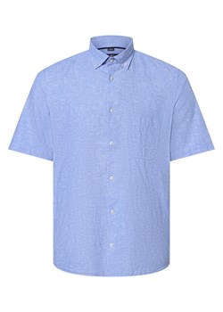 Nils Sundström Męska koszula z dodatkiem lnu Mężczyźni Modern Fit Bawełna jasnoniebieski marmurkowy button down ze sklepu vangraaf w kategorii Koszule męskie - zdjęcie 157035434