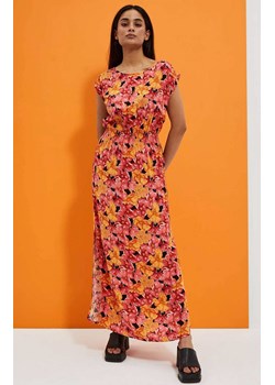 Wiskozowa sukienka maxi z kwiatowym printem 4049, Kolor czerwono-żółty, Rozmiar XS, Moodo ze sklepu Primodo w kategorii Sukienki - zdjęcie 157040324