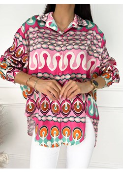 Różowa Wzorzysta Koszula ze sklepu ModnaKiecka.pl w kategorii Koszule damskie - zdjęcie 157040502