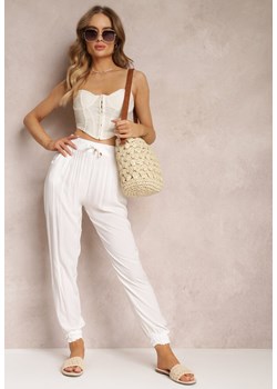 Białe Spodnie Joggery z Gumką w Pasie Canie ze sklepu Renee odzież w kategorii Spodnie damskie - zdjęcie 157053370