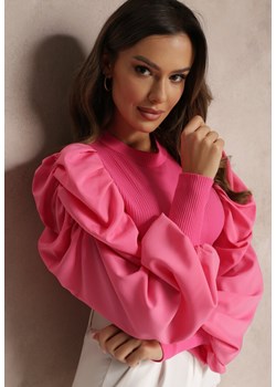 Różowa Bluzka z Bufkami Ivie ze sklepu Renee odzież w kategorii Bluzki damskie - zdjęcie 157053544