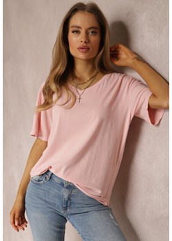 Jasnoróżowy T-shirt Nikoneus ze sklepu Renee odzież w kategorii Bluzki damskie - zdjęcie 157053850