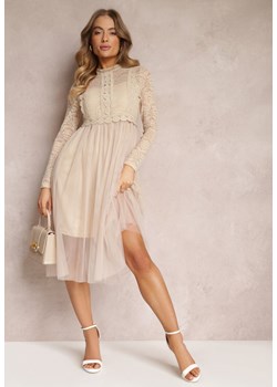 Beżowa Sukienka Aeznessa ze sklepu Renee odzież w kategorii Sukienki - zdjęcie 157054592