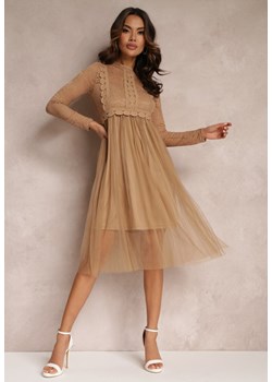 Ciemnobeżowa Sukienka Aeznessa ze sklepu Renee odzież w kategorii Sukienki - zdjęcie 157054841