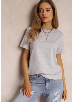Jasnoszara T-shirt Errona ze sklepu Renee odzież w kategorii Bluzki damskie - zdjęcie 157055212