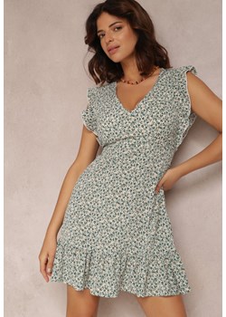 Biało-Zielona Sukienka Sylphedice ze sklepu Renee odzież w kategorii Sukienki - zdjęcie 157056950