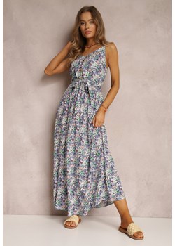 Czarno-Fioletowa Sukienka Zelinassa ze sklepu Renee odzież w kategorii Sukienki - zdjęcie 157057762