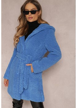 Niebieski Płaszcz Futrzany Klymiera ze sklepu Renee odzież w kategorii Płaszcze damskie - zdjęcie 157059030