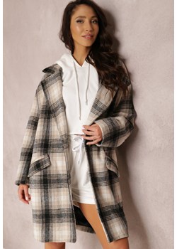 Czarno-Beżowy Płaszcz Perise ze sklepu Renee odzież w kategorii Płaszcze damskie - zdjęcie 157059614