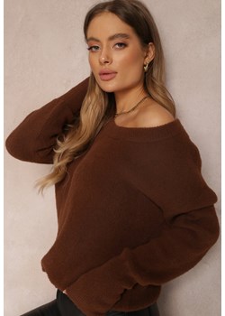 Brązowy Sweter Lyna ze sklepu Renee odzież w kategorii Swetry damskie - zdjęcie 157059731