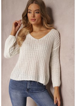 Biały Sweter Hyrmereia ze sklepu Renee odzież w kategorii Swetry damskie - zdjęcie 157059901