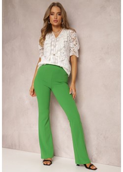 Zielone Spodnie Flare Aegesilea ze sklepu Renee odzież w kategorii Spodnie damskie - zdjęcie 157060581
