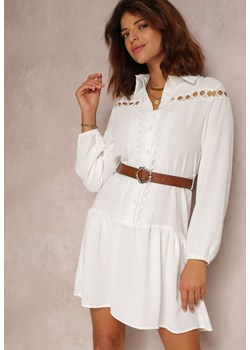 Biała Sukienka Z Paskiem Ianthica ze sklepu Renee odzież w kategorii Sukienki - zdjęcie 157060904